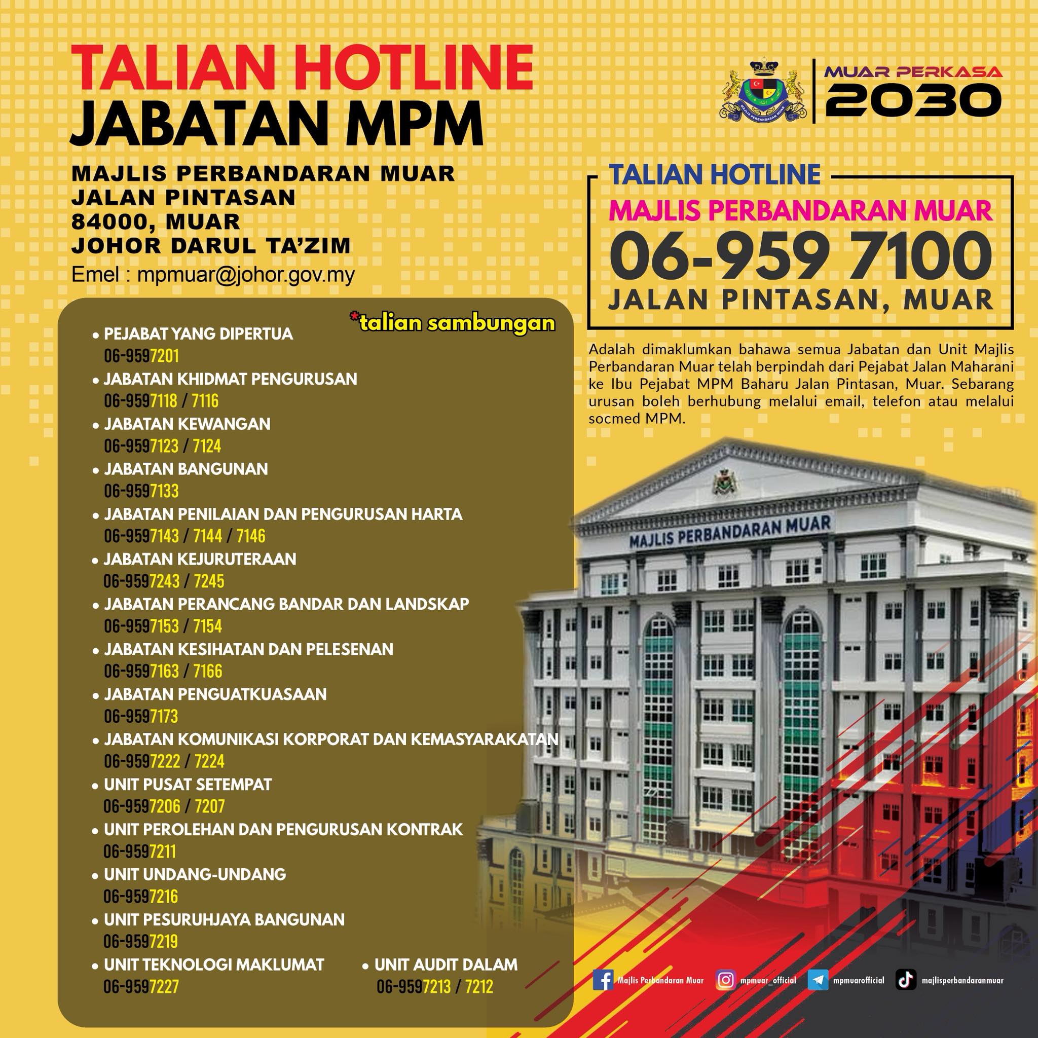 Talian Hotline Baharu Jabatan Majlis Perbandaran Muar